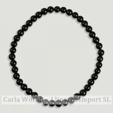 BLACK TOURMALINE. Mineral bracelet. 4mm.