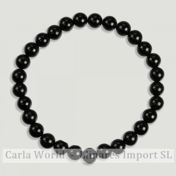 BLACK TOURMALINE. Mineral bracelet. 6mm.