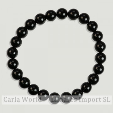 TURMALINA NEGRA. Pulsera mineral bola. 8mm.