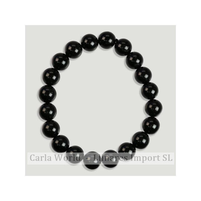 TURMALINA NEGRA. Pulsera mineral bola. 10mm. TURMALINA NEGRA. Pulsera mineral bola. 10mm.