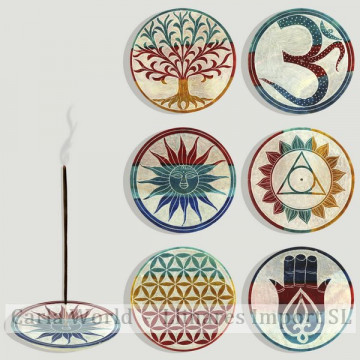 Incense plate Stone soap carved. Models and assorted colors. 10cm