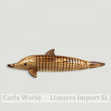 Dolphin wood with movement. 32x9cm