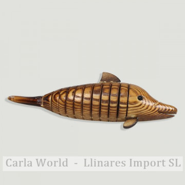 Delfin madera con movimiento. 20cm