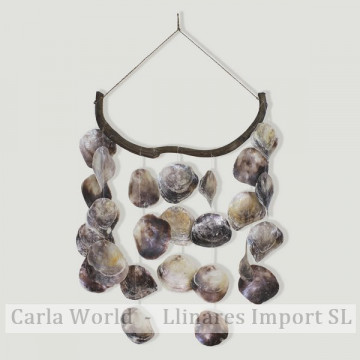 Mobile shells and placuna 25 pieces. Natural colour. 40x70cm