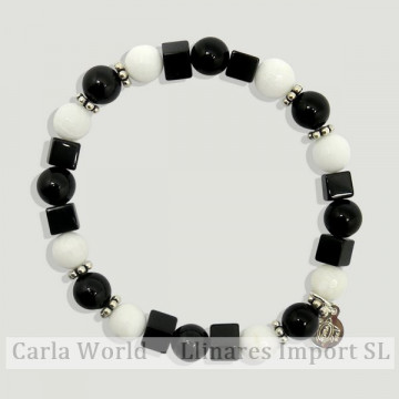 Pulseira SKADE Silver Onyx e Jade branco