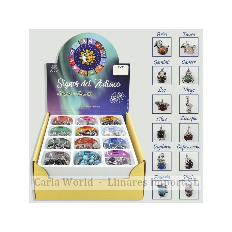 SIGNOS DEL ZODIACO. Colgante metal con bola mineral SIGNOS DEL ZODIACO. Colgante metal con bola mineral