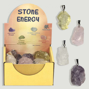 STONE ENERGY. Colgante cuarzos en bruto