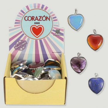 CORAZÓN. Amor. Colgante metal corazon minerales surtidos