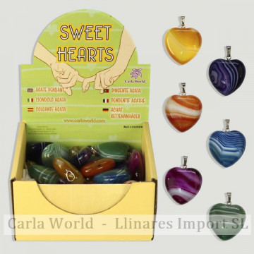 SWEET HEARTS. Colgante silverplated corazón Ágatas surtidas
