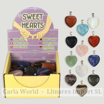 SWEET HEARTS. Colgante silverplated corazon. Minerales surtidos