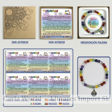 Chakra. Pulsera bola con Abalorio. 6mm. Caixa de presente