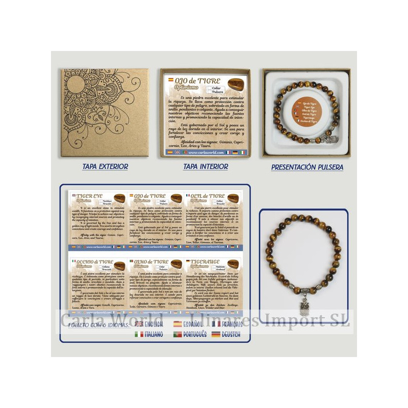 Ojo Tigre. Pulsera bola con Abalorio. 6mm. Caja de REGALO Ojo Tigre. Pulsera bola con Abalorio. 6mm. Caja de REGALO