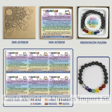 Chakra y Lava. Pulsera bola con Abalorio. 8mm. Caja de REGALO