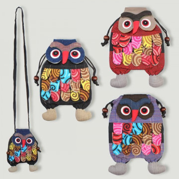 Saco de tecido. Modelo Owl Assorted cores. 22x14cm