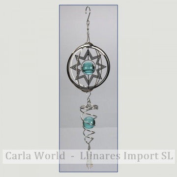 Steel spinner. Round star with ball and cone ball. 30cm