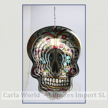 Steel spinner. Multicolored skull 23x30cm