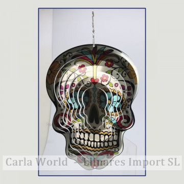 Spinner acero. Calavera multicolor. 23x30cm