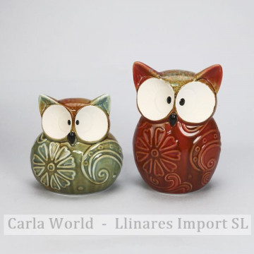 Set 2 ceramic owls. Father and son model. 10x12cm / 9x16cm