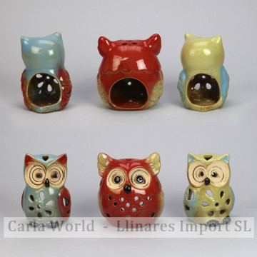 Set 3 ceramic owls. 7cm / 7cm / 9x10cm