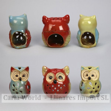 Set 3 ceramic owls. 7cm / 7cm / 9x10cm