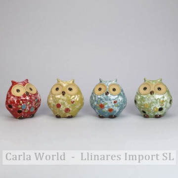 Ceramic owl Assorted colors. 7.5x7.5cm