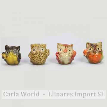 Ceramic owl Assorted colors. 6cm