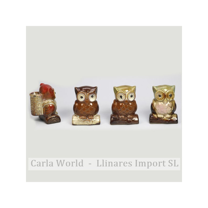 Vara de cerâmica coruja. Cores sortidas 6x5,5x7,5cm Vara de cerâmica coruja. Cores sortidas 6x5,5x7,5cm
