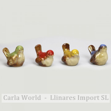 Ceramic bird Assorted colors. 4x5x4cm