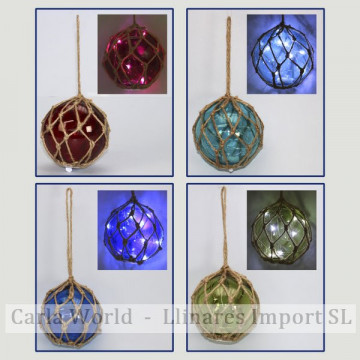 LED crystal ball with cord. Assorted colours. 10cm