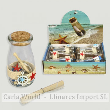 Wish bottle. Sand and shells. 5x10cm. Presented in Display