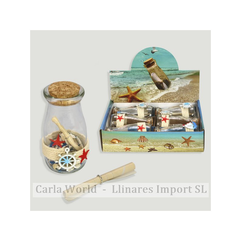 Botella deseos. Arena y conchas. 5x10cm. Presentado en Display Botella deseos. Arena y conchas. 5x10cm. Presentado en Display
