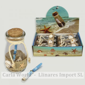 Wish bottle. Sand and shells. 5x10,5cm. Presented in Display