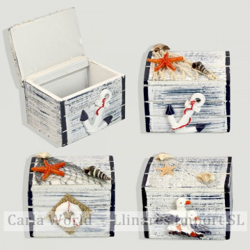 Nautical wooden box. Blue diffusion edge. Assorted. 7x5,5x5,5cm