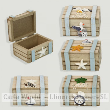 Nautical wooden box. Brown. Assorted. 7x5,5x4,5cm