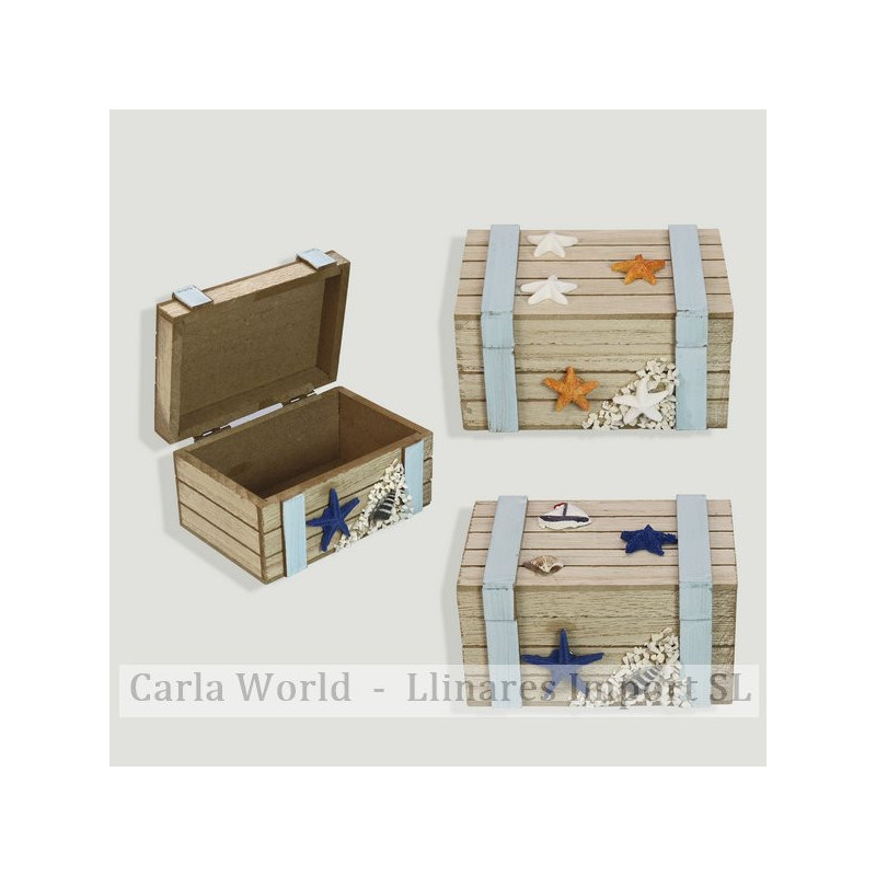 Caja madera náutico. Marrón y azul. Surtidos. 12x8x6,5cm Caja madera náutico. Marrón y azul. Surtidos. 12x8x6,5cm