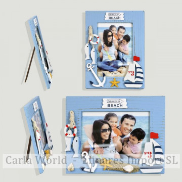 Photo frame. BEACH. Vertical and Horizontal Blue 15x19cm (Photo: 9x14cm)