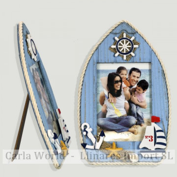 Photo frame. Boat. Vertical rope.14x22cm (Photo: 8x12cm)