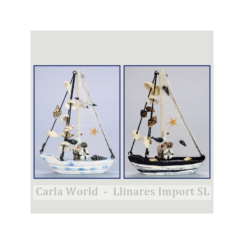 Bateau en bois. Bleus délavés. Assortis. 14x19cm Bateau en bois. Bleus délavés. Assortis. 14x19cm