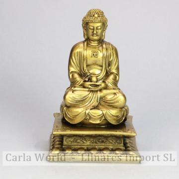 Bouddha en résine dorée. Trône spirituel. 13cm