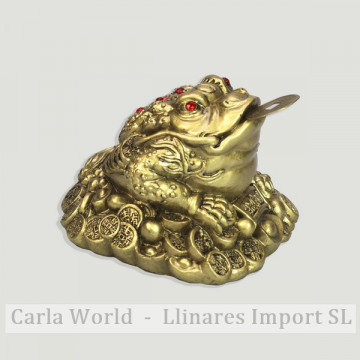 Golden resin moon toad. Beads. 10x7cm