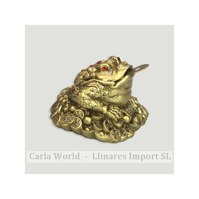Sapo lunar resina dorado. Abalorios. 10x7cm Sapo lunar resina dorado. Abalorios. 10x7cm