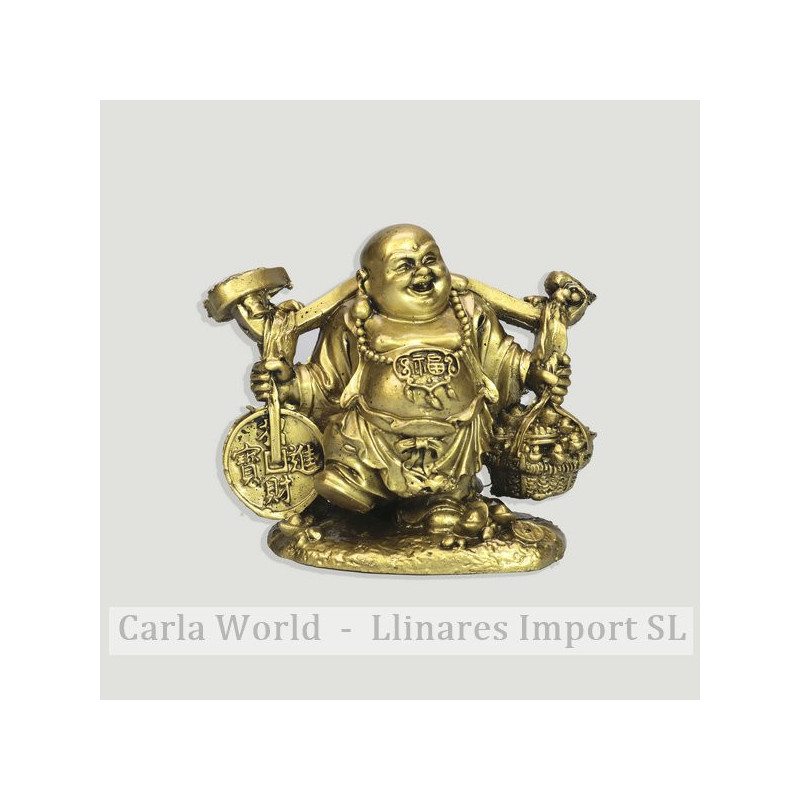 Buda resina dorado. Sonriente saco fortuna. 12x10cm Buda resina dorado. Sonriente saco fortuna. 12x10cm