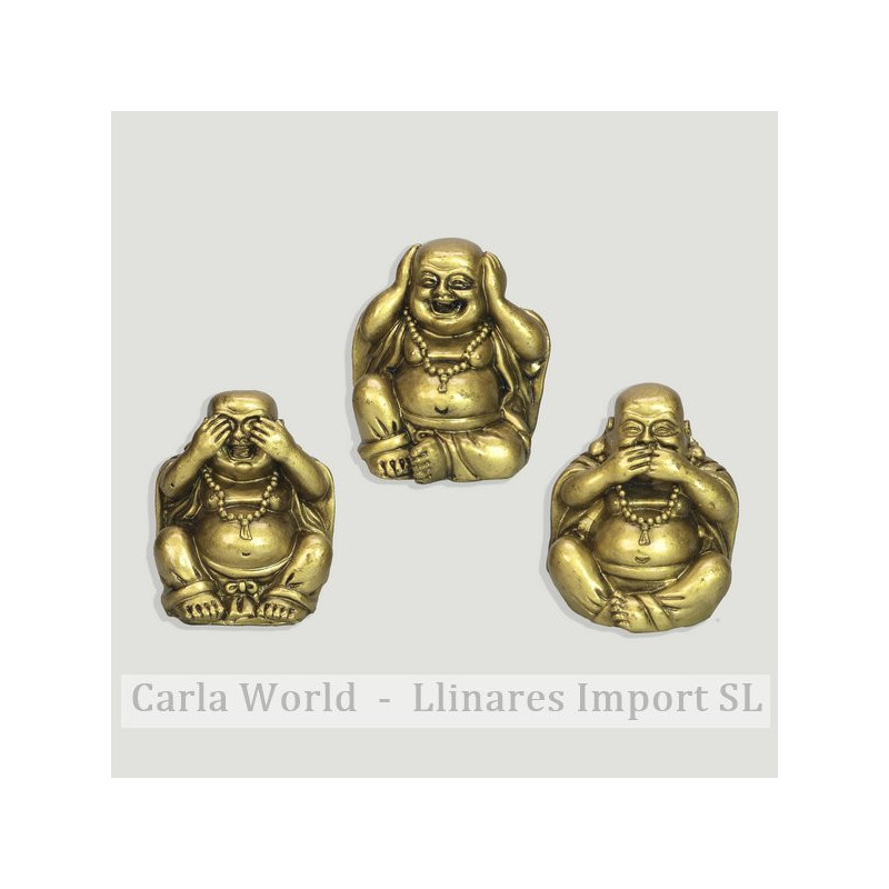 Set of 3 golden resin buddhas. NO SPEAKING/LISTENING/VER. 6,5cm