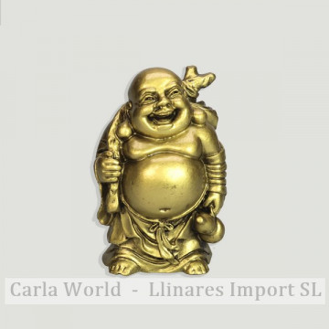 Golden resin Buddha. Smiling bag model 02. 9cm