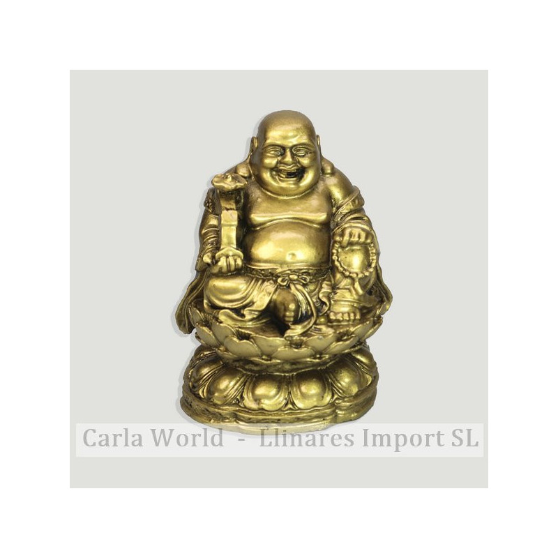 Buda resina dorado. Sonriente sentado trono. 10,5cm Buda resina dorado. Sonriente sentado trono. 10,5cm