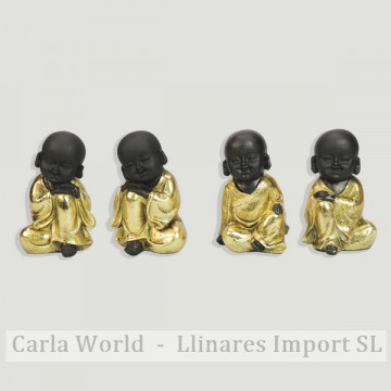 Buddha boy resin. Black and gold. Assorted. 7,5x6x12