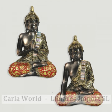 Résine de bouddha thaïlandaise. 2 modèles tourbillonnants. 8x12x26cm