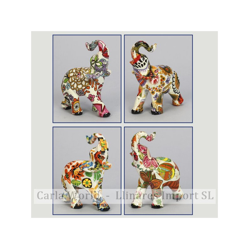 Elephant resin. Painted flowers and leaves. Assorted. 3x7x10cm Elephant resin. Painted flowers and leaves. Assorted. 3x7x10cm
