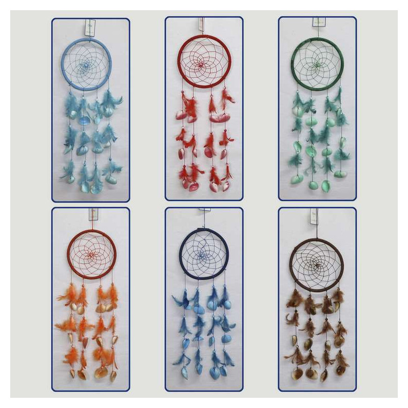Movil dreamcatcher. Conchas y plumas. Colores surtidos. 15x40cm Movil dreamcatcher. Conchas y plumas. Colores surtidos. 15x40cm