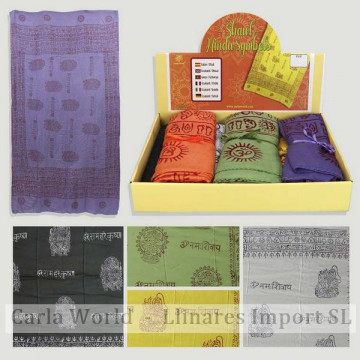 SHAWL HINDU SYMBOLS. Ram Navi scarf. Assorted. 90x180cm